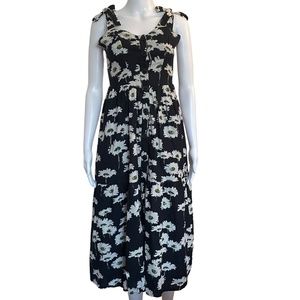 Urban Outfitters Women's Positano Tie Shoulder Midi Dress Floral Navy Size S-P